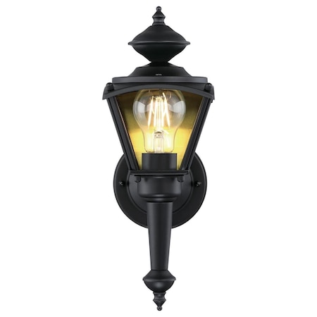 Westinghouse Fixture Wall Outdoor 100W Lantern, Matte Black Steel Clear Glass Panels 6698300